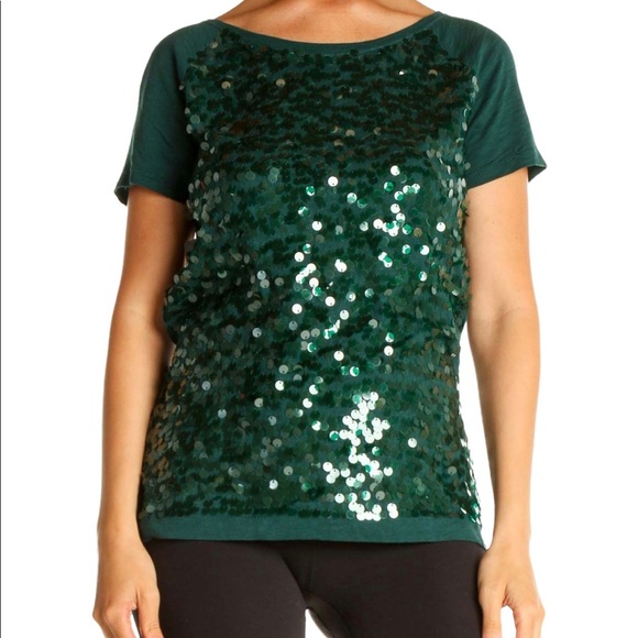 Loft Sequins Blouse Green - Picture 1 of 5